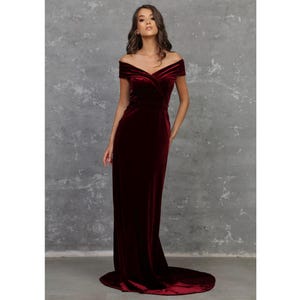 Burgundy Wedding Dress, Velvet Dress, Bridesmaid Dress, Reception Dress, Evening Dress, Engagement Dress, Prom Dress