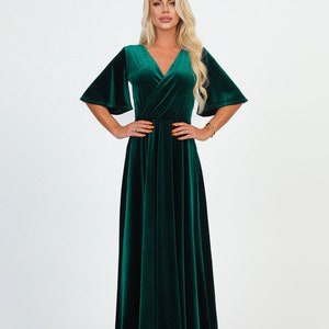 Dark Green Emerald Bridesmaid Dress, Velvet Dress, Velvet Long Dress, Wedding Guest Dress, Formal Dress, Evening Dress, Wedding Dress