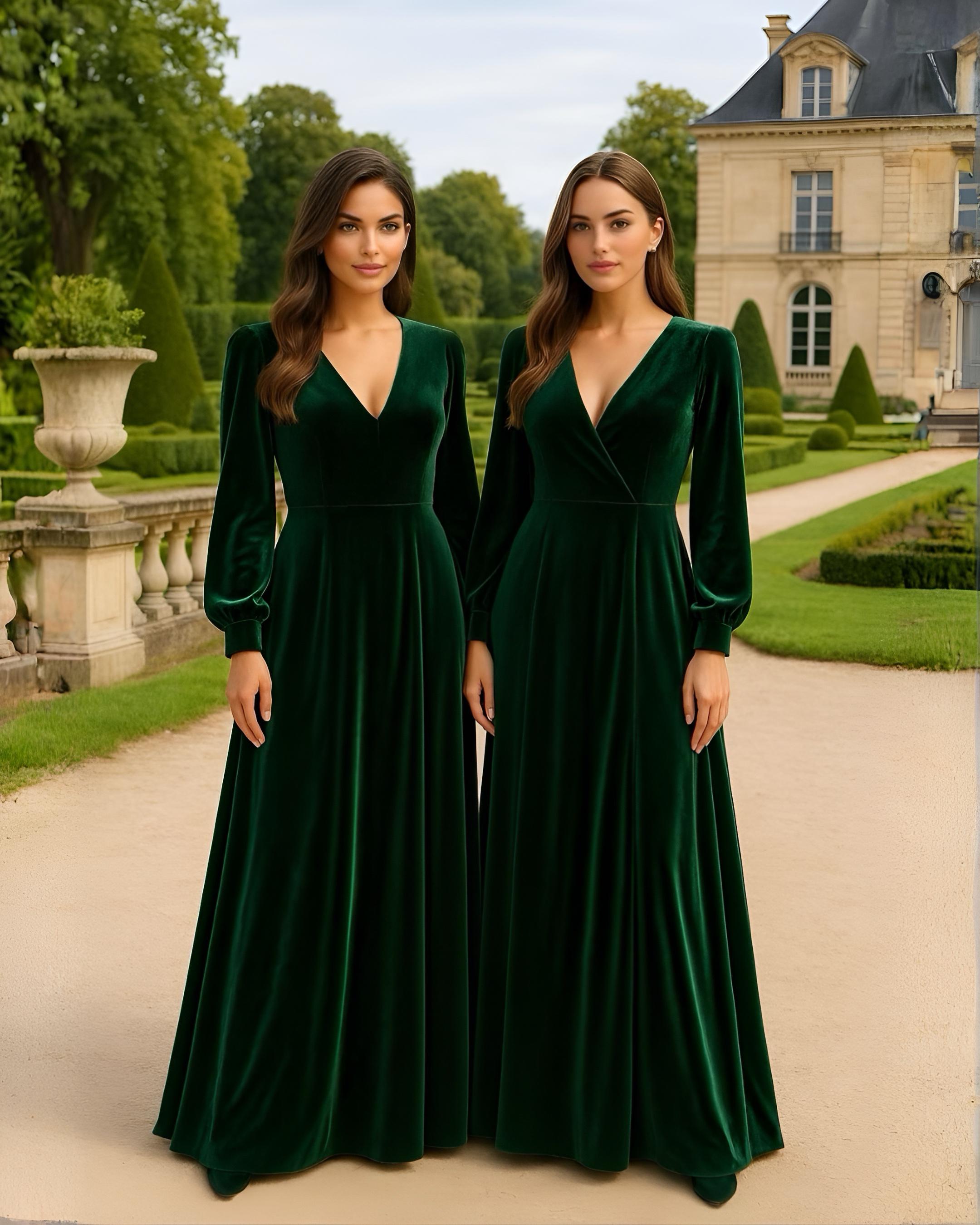 velvet bridesmaid dresses etsy Modest Formal dress
