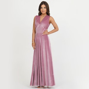 Pink Velvet Dress, Bridesmaid Dress, Evening Dress, Sleeveless Dress, Wedding Guest Dress, Velvet Long Dress, Reception Dress