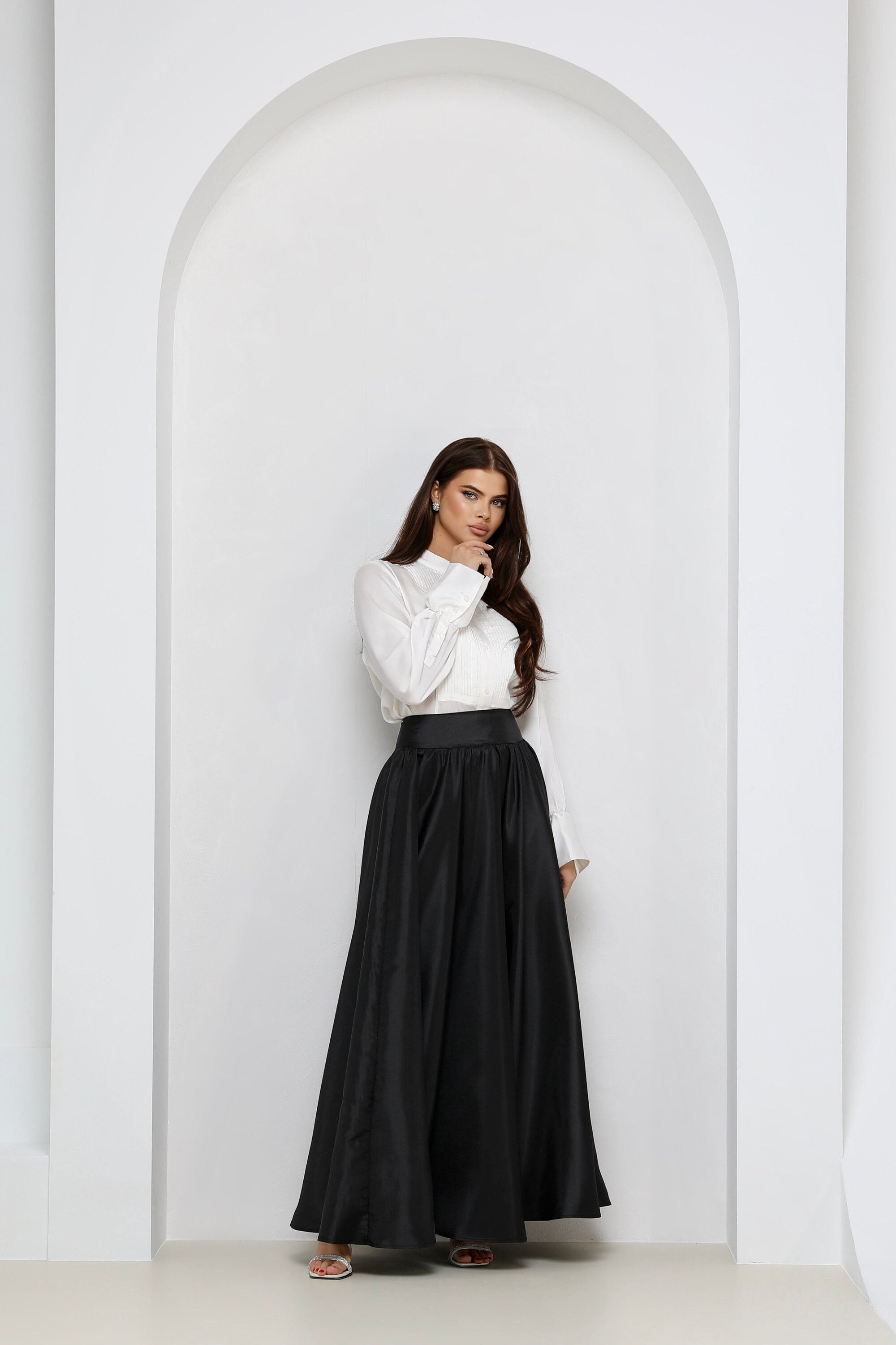 Black Taffeta Full Circle Skirt for Women Classic Skirt Ball Gown