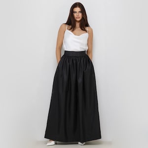 Black Taffeta Skirt, Black Formal Skirt, Skirt With Pockets, Evening Skirt, Formal Skirt, Wedding Skirt, Black Skirt, High Waist Skirt