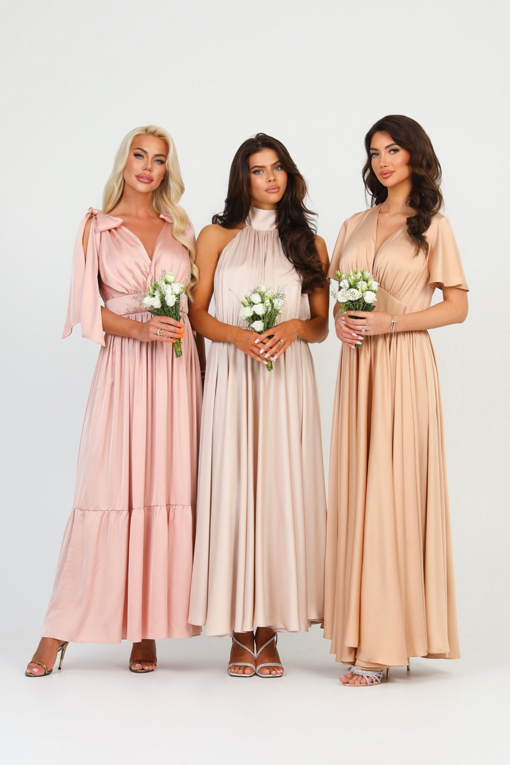 sand bridesmaid dresses Sand Champagne Bridesmaid Dress for Beach Wedding with Infinity Top main image 0