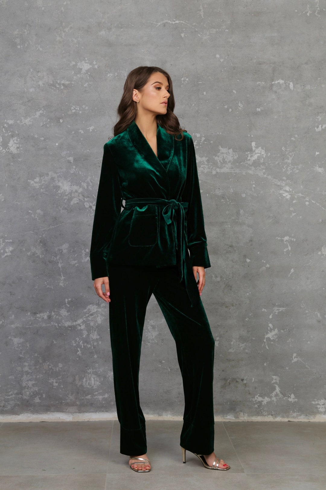 Dark Green Pantsuit for Bridesmaid Formal Smart Casual Look - Etsy