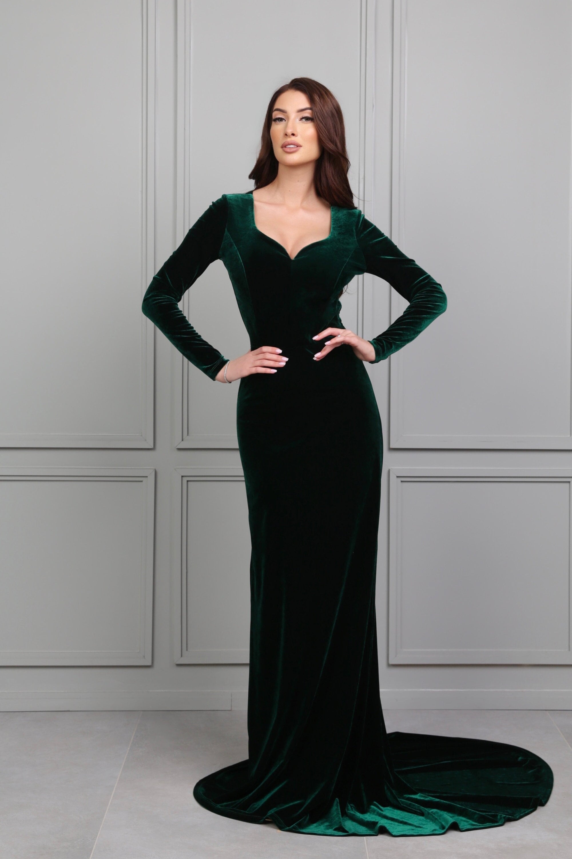 emerald green and pink dress Autumn Bodycon Bandage Dress Long Sleeve Hollow Out Club Celebrity Eve –  The Clothing Company Sydney main image 0