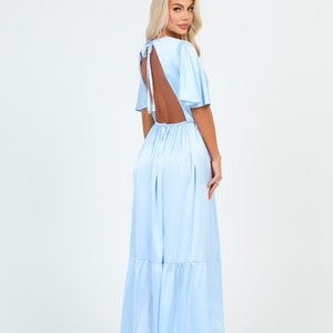 Bridesmaid Silk Dress Baby Blue Dress, Summer Dress, Wedding Guest Dress, Formal Dress, Evening Dress, Maxi Dress, Cocktail Dress