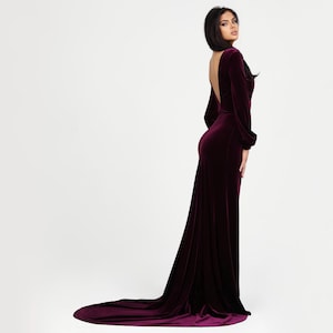 Velvet Dress, Evening Gown, Dark Purple Dress, Maxi Dress, Wedding Guest Dress, Reception Dress, Gown Dress, Elegant Dress, Wedding Dress