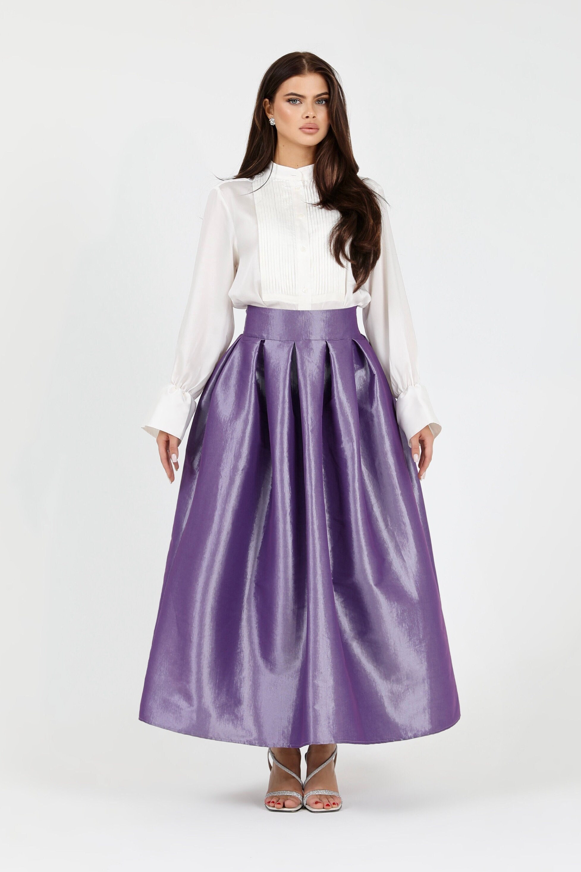 Lavender Taffeta Skirt, Skirt With Pockets, Skirt for Women, Classic Skirt, Ball Gown Skirt, Formal Skirt, Wedding Skirt