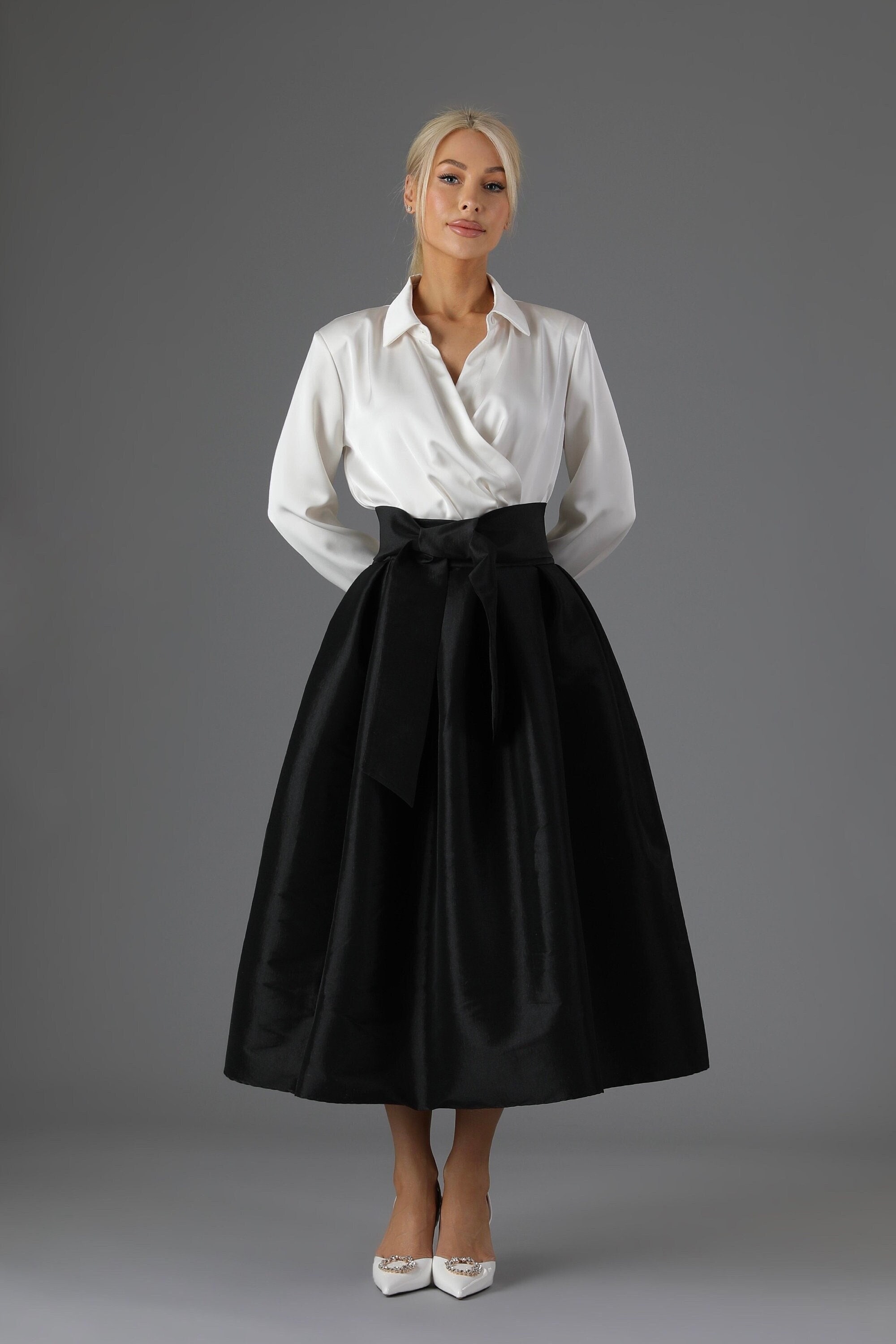 White Taffeta Skirt - Etsy White Taffeta Skirt - Etsy