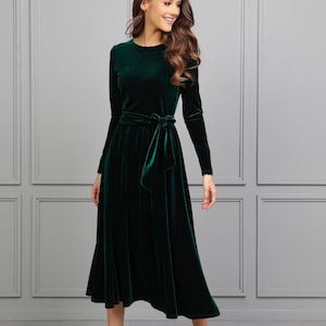 bridesmaid dress, velvet dress, wedding guest dress, evening dress, formal dress, party dress, cocktail dress, midi dress, midi velvet dress, elegant dress, 
long sleeve dress, plus size dress, modest dress