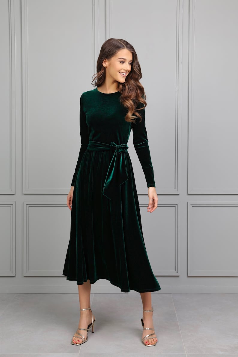 bridesmaid dress, velvet dress, wedding guest dress, evening dress, formal dress, party dress, cocktail dress, midi dress, midi velvet dress, elegant dress, 
long sleeve dress, plus size dress, modest dress