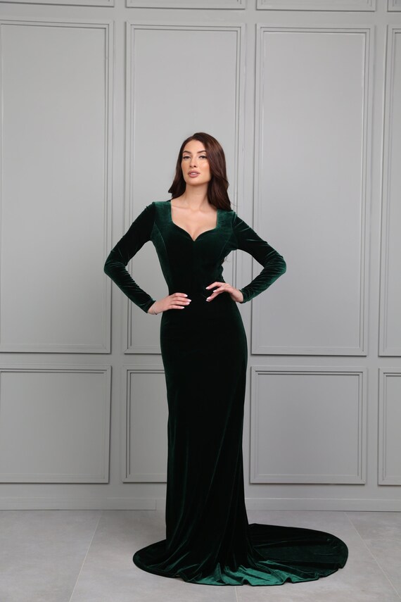 green velvet mermaid dress