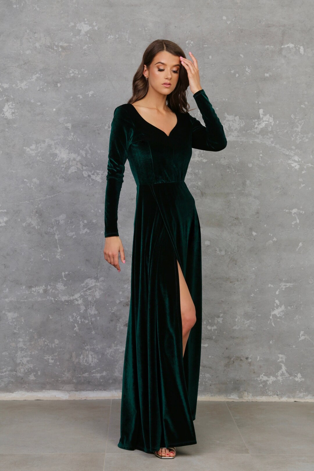 Dark Emerald Green Wedding Dress, Wedding Guest Dress, Formal Dress ...