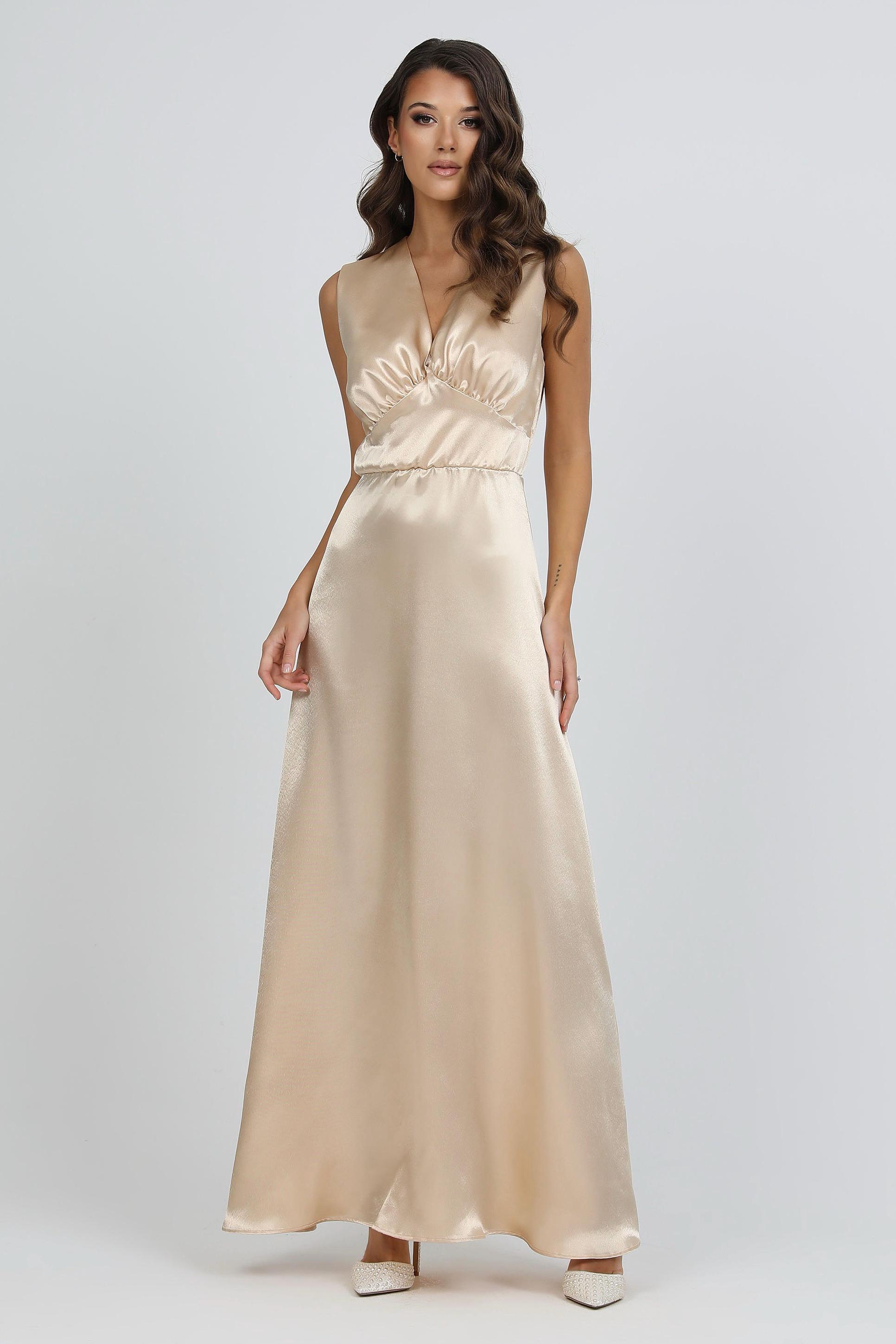 cream satin bridesmaid dress Elegant Satin Sheath Simple Long Bridesmaid Dresses, Bridal Party Dress,  MBD289 main image 0