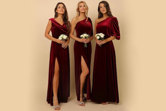 Dark Burgundy Bridesmaid Velvet Dress, Wedding Guest Dress, Evening Dress,  Velvet Long Dress, Formal Dress, Elegant Dress, Sleeveless Dress - Etsy  Israel