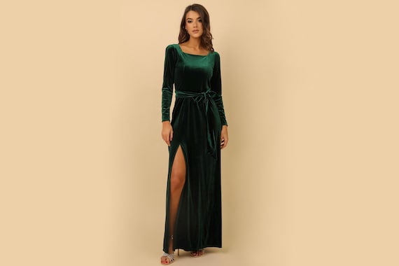 blue mixed bridesmaid dresses Velvet Multiway Infinity Dress in Emerald Green For Sale - Bridesmaids  Dresses