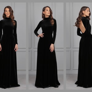 Black high neck bridesmaid dress clearance