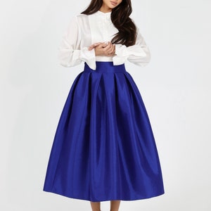PKO-105645 CAVALLINA BLUE TAFFETTA SKIRT