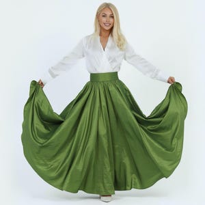 Long Taffeta Skirt Olive Full Circle Skirt for Women Taffeta Maxi Skirt Ball Gown Skirt  Formal Skirt Wedding Skirt Photoshoot Skirt