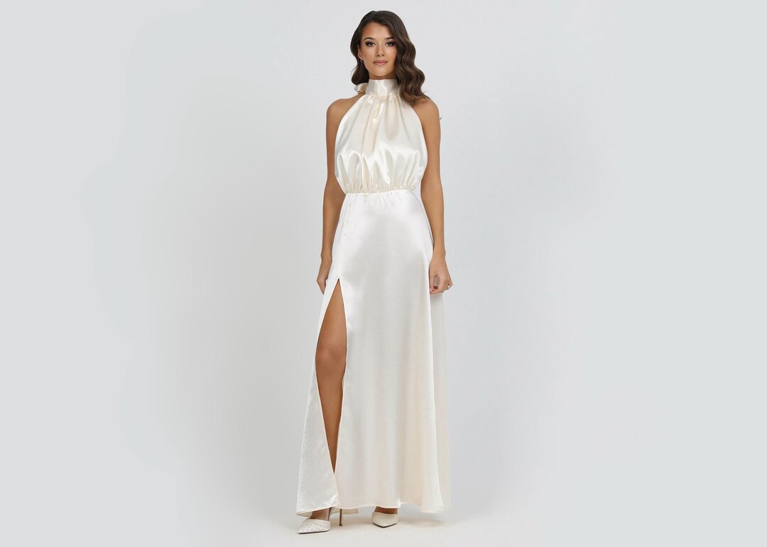 lovely endearment white satin sleeveless backless maxi dress Vintage 90s Jones New York Black Beaded Evening Gown