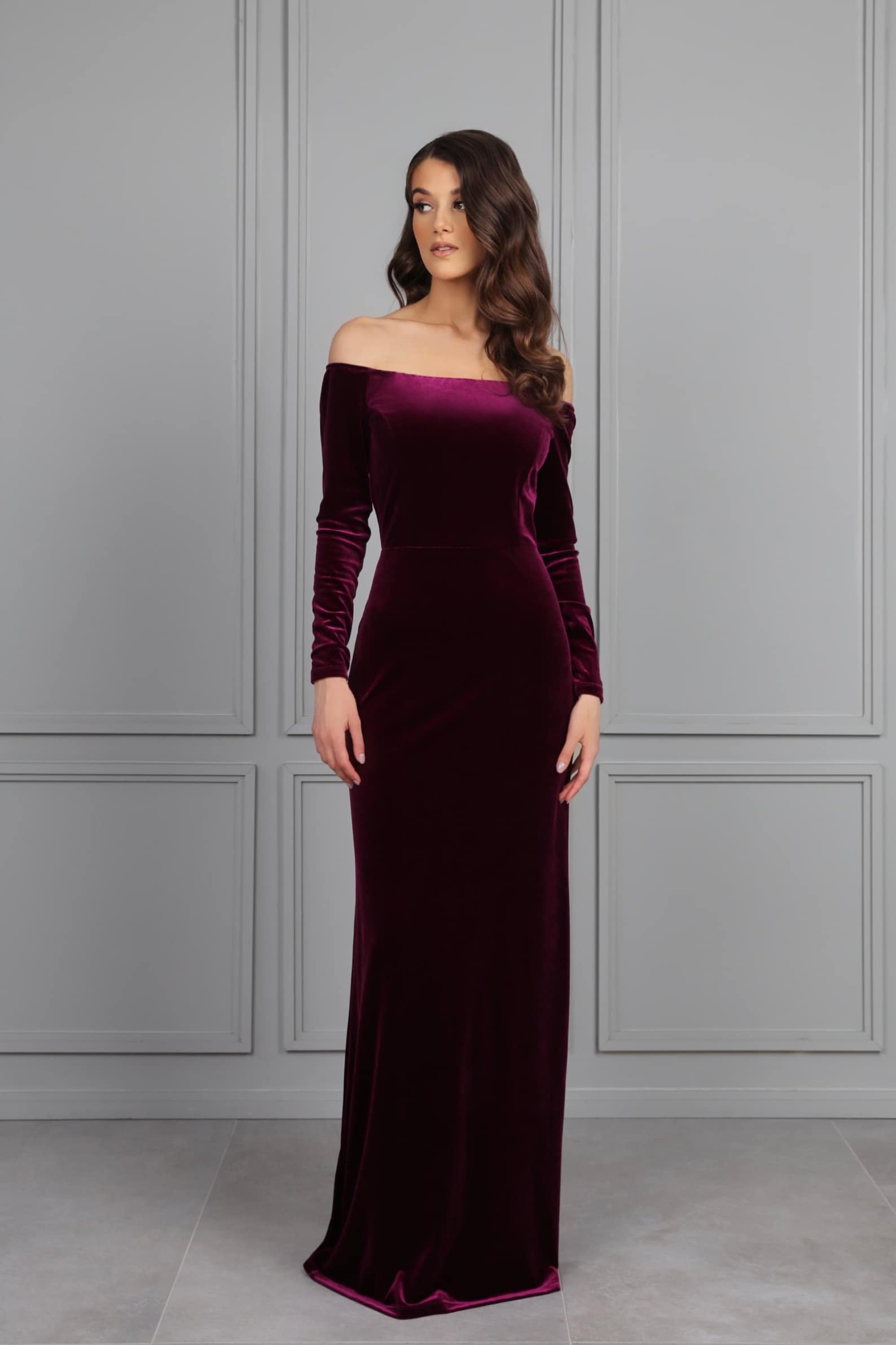 Bridesmaid Velvet Dress Dark Purple High Quality Fabric Dress - Etsy