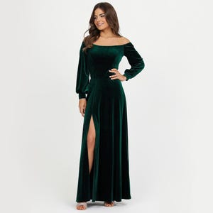 Hunter Green Long Sleeve Dress for Wedding Guest - Etsy