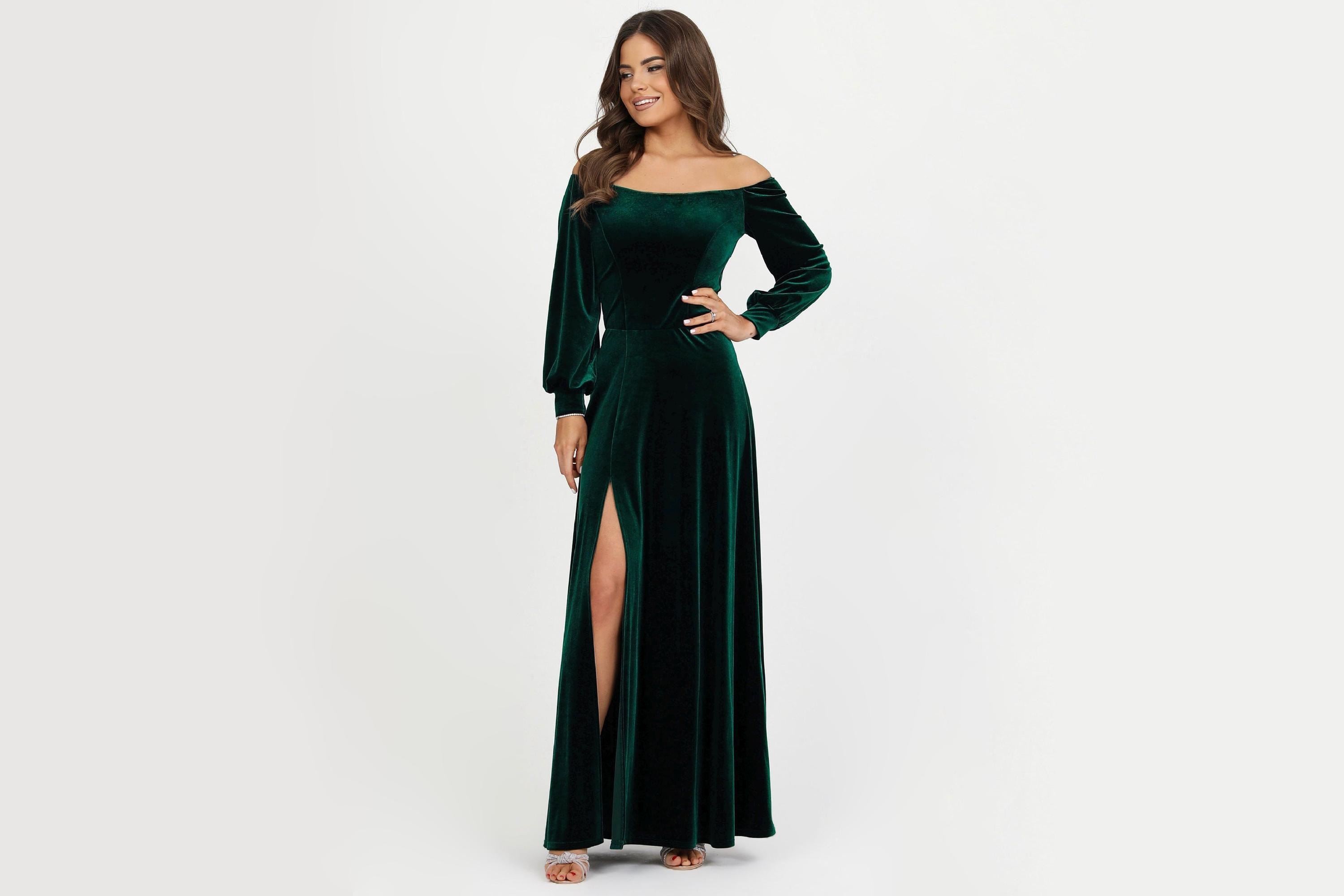 Green Velvet off Shoulder Wedding Guest Dress - Etsy Green Velvet off Shoulder Wedding Guest Dress - Etsy
