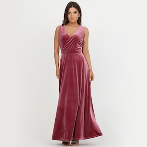 Chianti Velvet Dress, Bridesmaid Dress, Evening Dress, Sleeveless Dress, Wedding Guest Dress, Velvet Long Dress