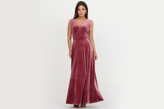 bridesmaid dresses chianti Velvet Dress, Dress, Evening Dress, Sleeveless Dress, Wedding Guest Dress, Velvet Long Dress Sleeveless design
