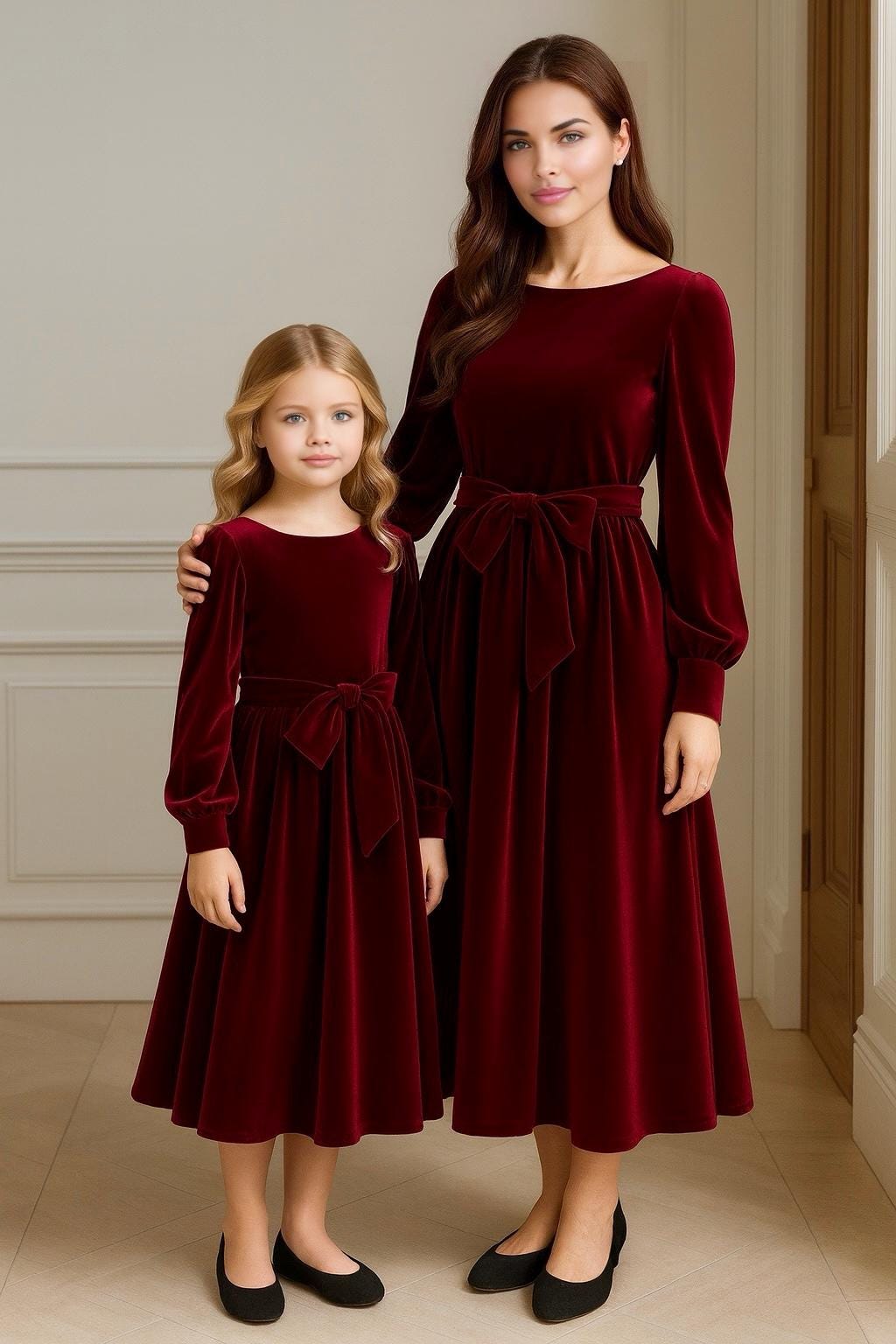 burgundy velvet dress kids Mommy Daughter Matching Dress, Dress, Velvet Flower Girl Dress, Baby Girl Velvet Dress, Toddler Velvet matching_belt_museum_brown SWEETV Black Flapper Dresses Size:Girl 5-6 Years Introducing the Elegant Burgundy