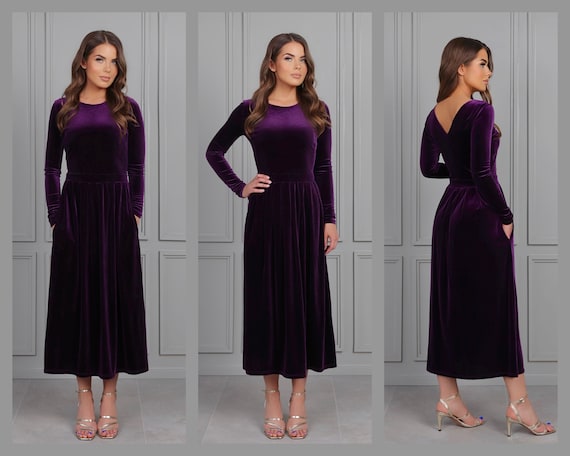 Aggregate 129+ purple velvet dress super hot