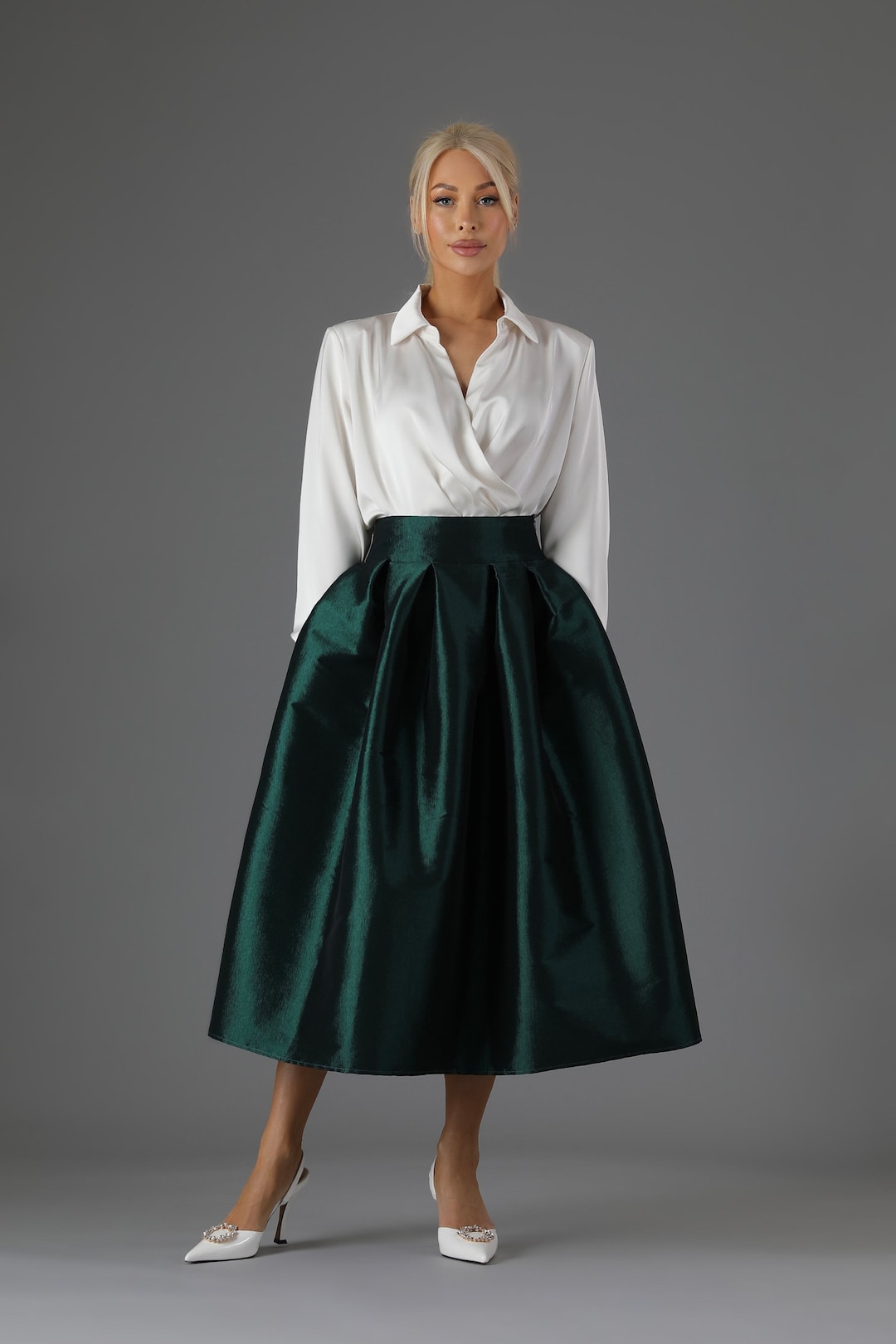 ENFOLD タフタスカートドレス　TAFFETA SKIRT DRESS 38 スカート Voluminous taffeta skirt/ボリュームタフタスカート