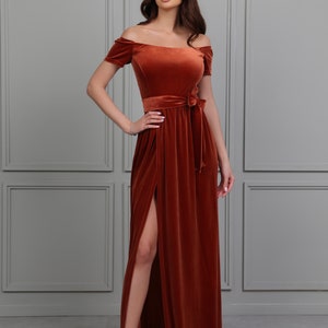 Burnt Orange Velvet Bridesmaid Dress - Etsy