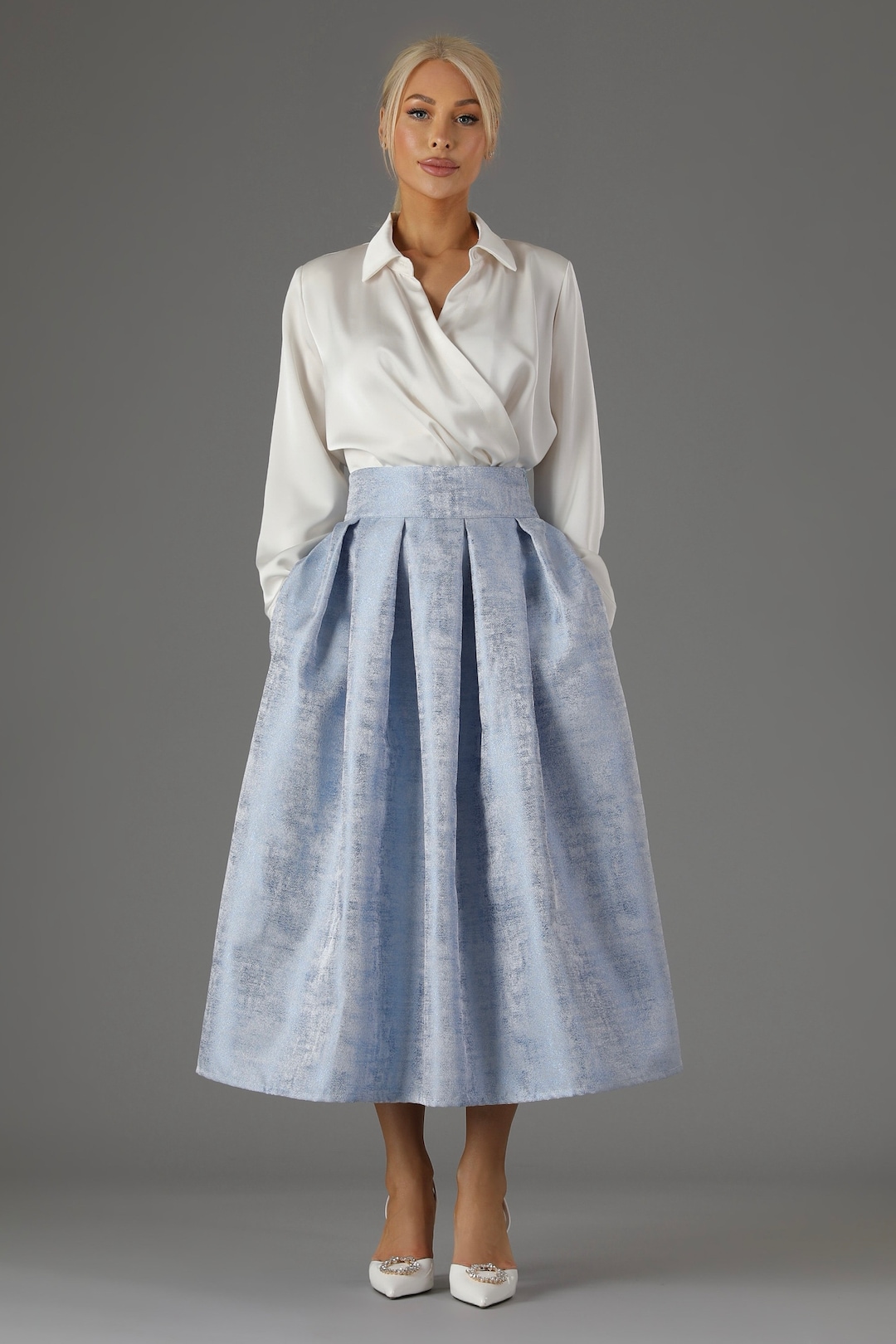 Formal Blue Skirt Long Blue Skirt Formal Navy Blue Long Skirt With Pockets  Formal