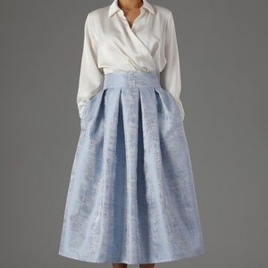 Jacquard Skirt Light Blue With Pockets Skirt for Women Classic Skirt Ball Gown Skirt  Formal Skirt Wedding Skirt