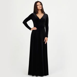 Black Bridesmaid Dress, Velvet Dress, Velvet Long Dress, Wedding Guest Dress, Formal Dress, Evening Dress, Wedding Dress, Slit Dress