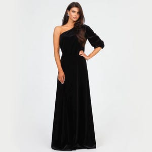 Black Dress, Bridesmaid Dress, Velvet Dress, Slit Dress, Evening Dress, Wedding Guest Dress, Elegant Dress, Formal Dress, Wedding Dress