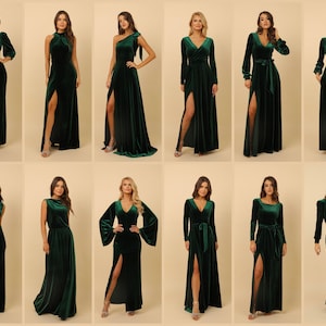 Dark Green Bridesmaid Velvet Dress High Quality Fabric Dress Wedding Guest Dress Formal Dress Maid of Honour Dress Prom Dress