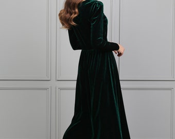 Emerald Velvet Midi Dress - Women Velvet Dress - Mid-calf Formal Dress -  Etsy