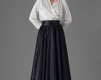 Black Taffeta Skirt Full Circle Skirt for Women Long Taffeta Maxi Skirt Ball Gown Skirt  Formal Skirt Wedding Skirt Photoshoot Skirt
