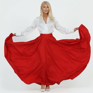 Long Taffeta Skirt Red Full Circle Skirt for Women Taffeta Maxi Skirt Ball Gown Skirt  Formal Skirt Wedding Skirt Photoshoot Skirt