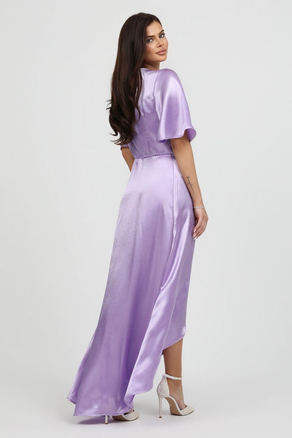 lilac satin bridesmaid dresses Blaise Lilac Satin Maxi Dress - US 14