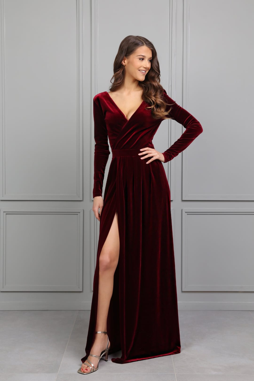 burgandy dress