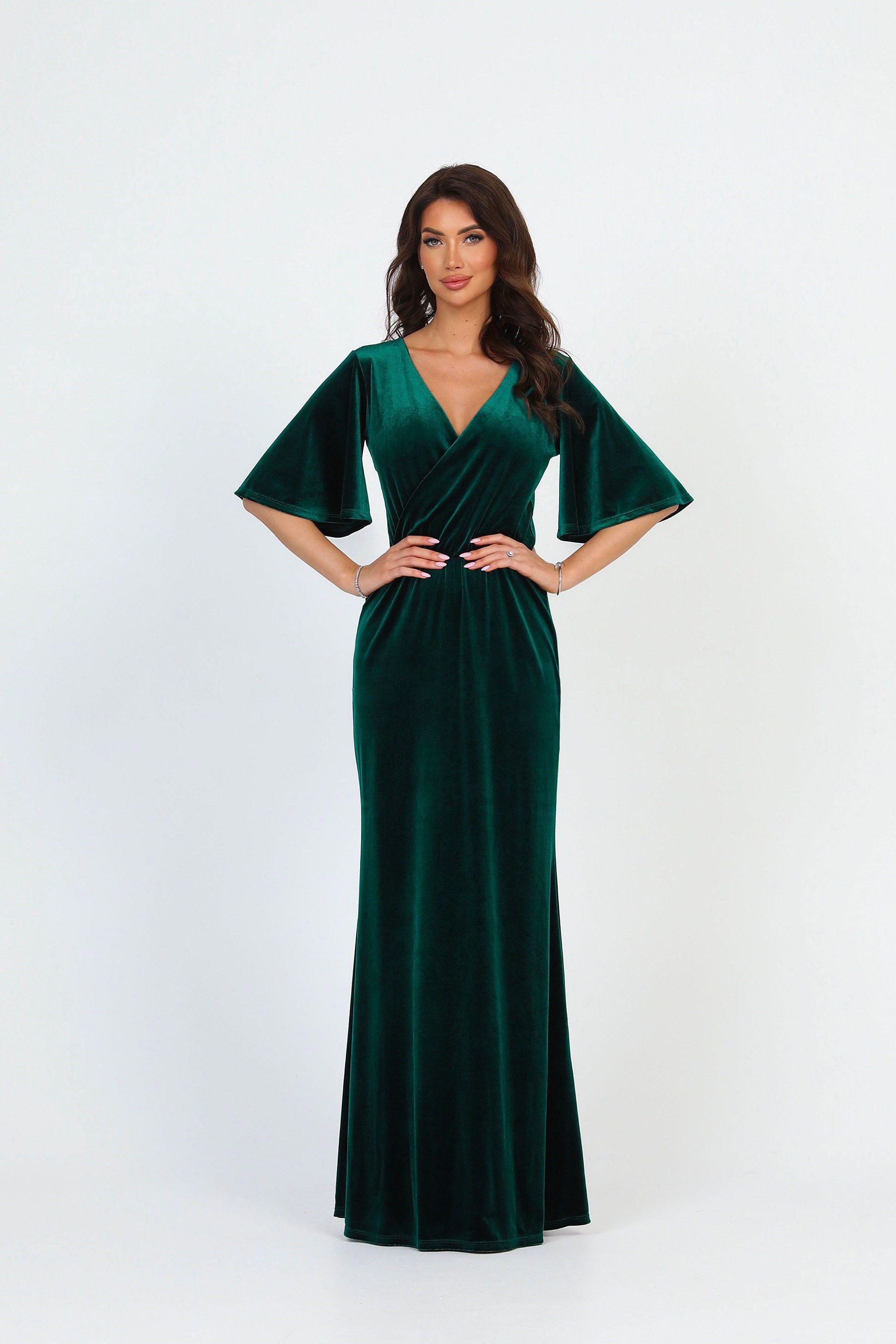 hunter green winter dress Strapless Mermaid Prom Dress in Light Green with Long Slit and Spaghetti Straps