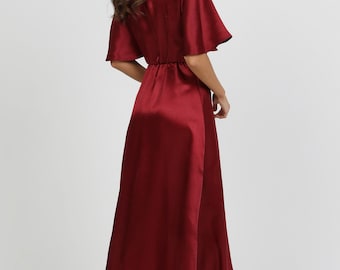 princess polly baby blue dress Burgundy Satin Maxi Dress – self-portrait-US