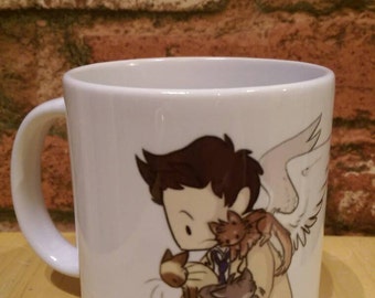 Castiel and Kittens, Original Supernatural Fan Art Mug