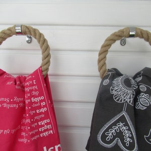 TOWEL RING DUO - Towel Hooks For Bathroom Wall - Lovely Towel Holder - Jute Rope Bathroom Decor