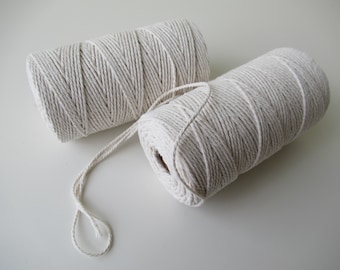 2 Spools Ecru MACRAME Cord Cotton Rope 1.5MM Cotton String Twisted CORD Cotton Twine Macrame Rope 164Yd/150M/492Ft