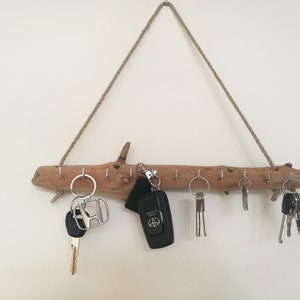Wall Hanging Key Holder, Driftwood Key Rack, Key Organizer, Key Hooks On Driftwood, Key Holder For Wall, Key Holder Wall Key Hanger image 2