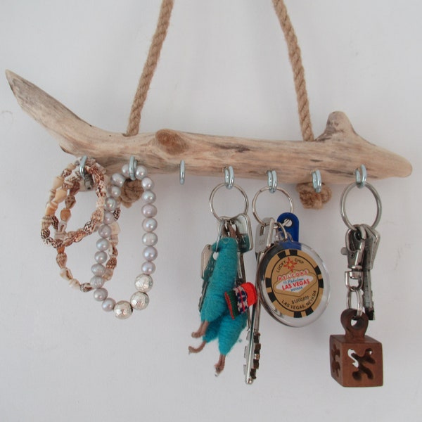 Porte-clés en bois flotté. Crochets pour clés, porte-clés mural en bois flotté, présentoir à bijoux en bois flotté 10"